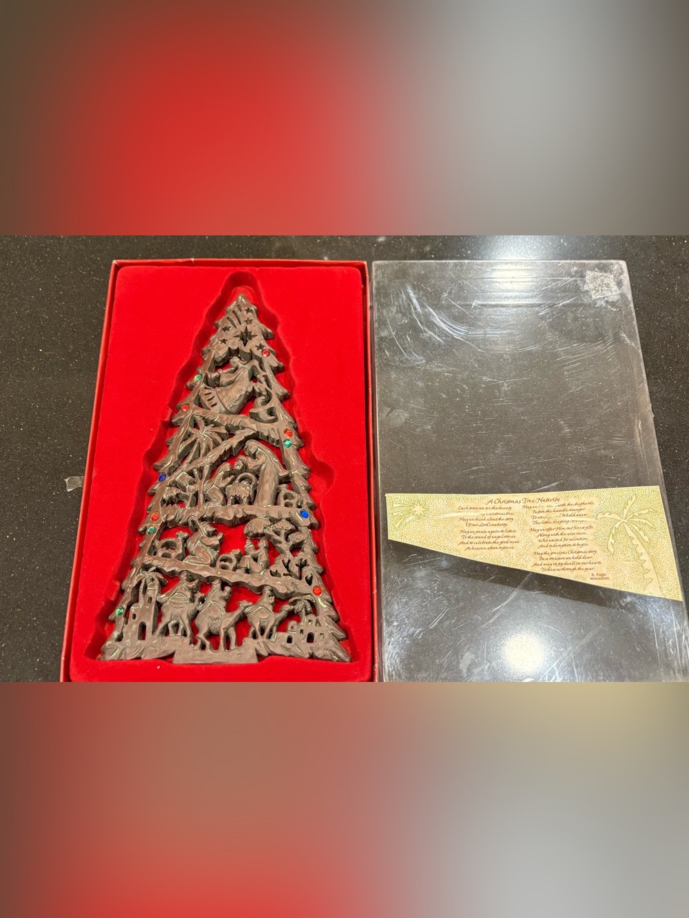 Classic Brown Resin Carved Nativity Scene Christmas Tree Wall Ornament